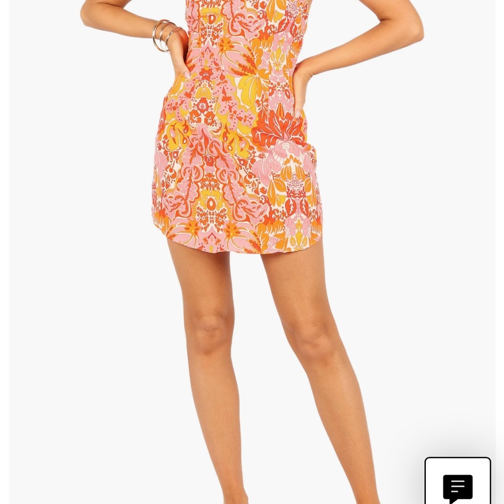 Petal & Pup Floral Mini Dress - Pink and Orange
